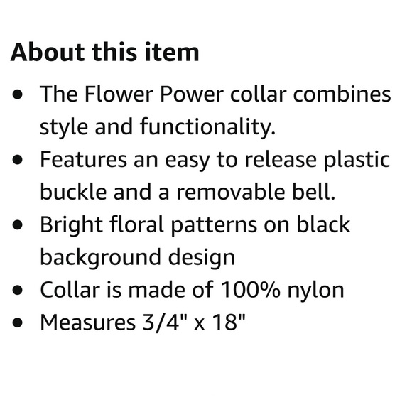 Dog Collar Flower Power M/L Black Buckle - Picture 3 of 9